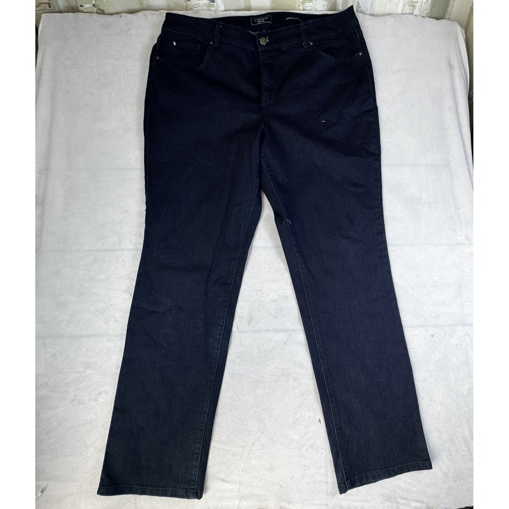 Charter Club Womens Lexington Straight Jeans Blue Denim Tummy Control Comfort 18